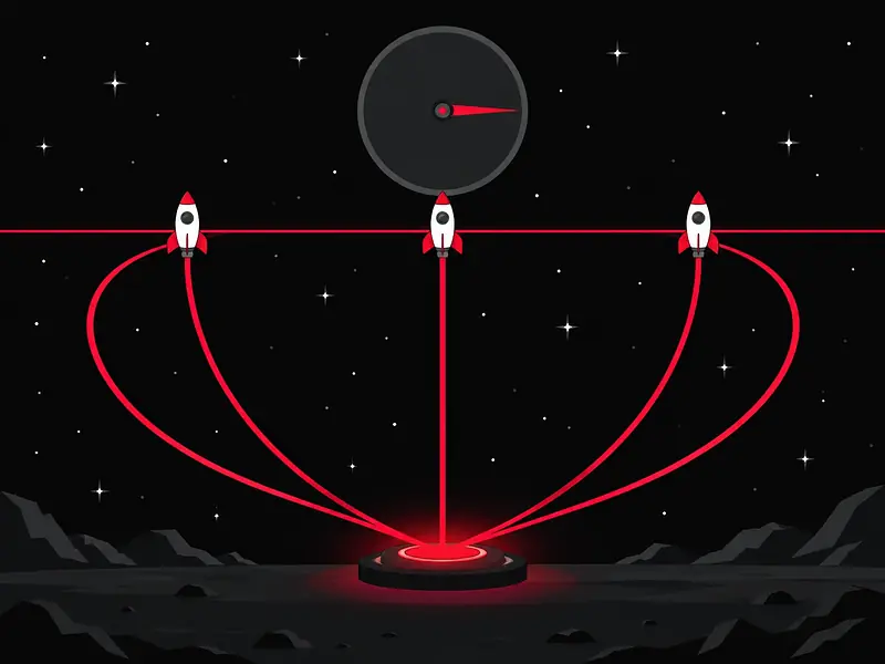 Autobet and Autowithdrawal: three rockets on a looping red track and a blank dial