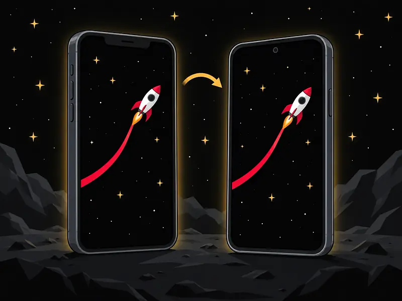 Two phones from different makers show the same rocket scene in the browser