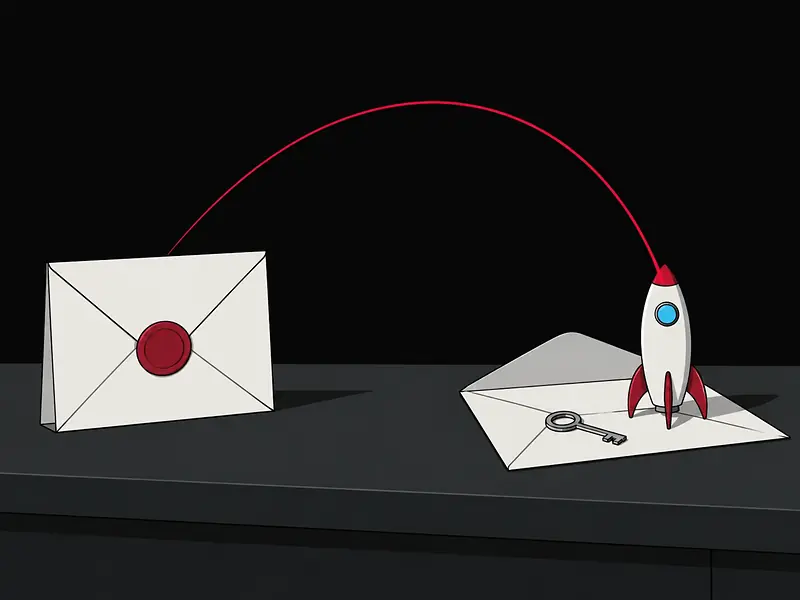 Hash and Salt: a sealed envelope before the launch, an opened one with a key after landing