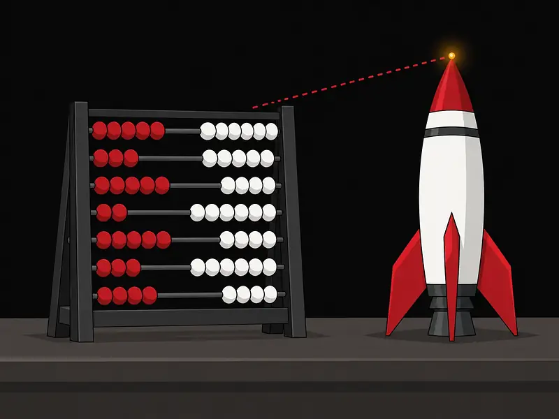 Wagering requirements: an abacus with red and white beads beside a model rocket