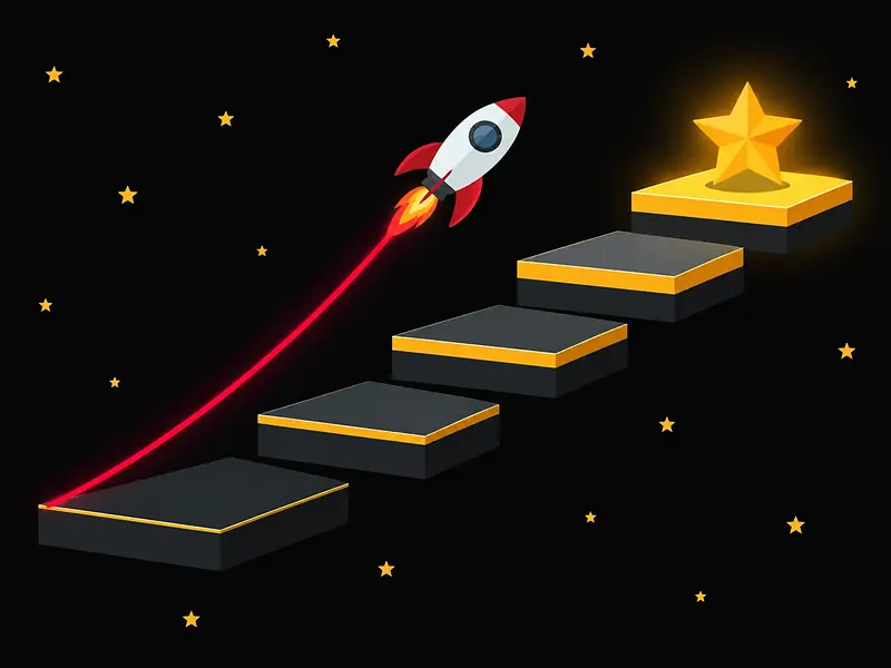 VIP club of the partner casino: a rocket climbs past a ladder of levels towards the rewards